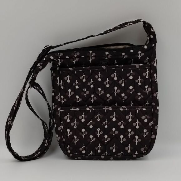 LUG crossbody bag black white tiny floral motif adjustable strap LUG - Picture 11 of 11